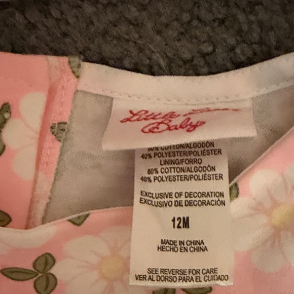 Little Lass Pink Floral Dress with Headband - Picture 3 of 3